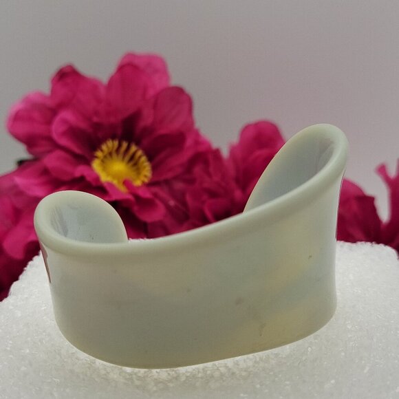 Blue Pearlized Lucite Asymmetrical Cuff Bracelet 6 Inch - Picture 1 of 6